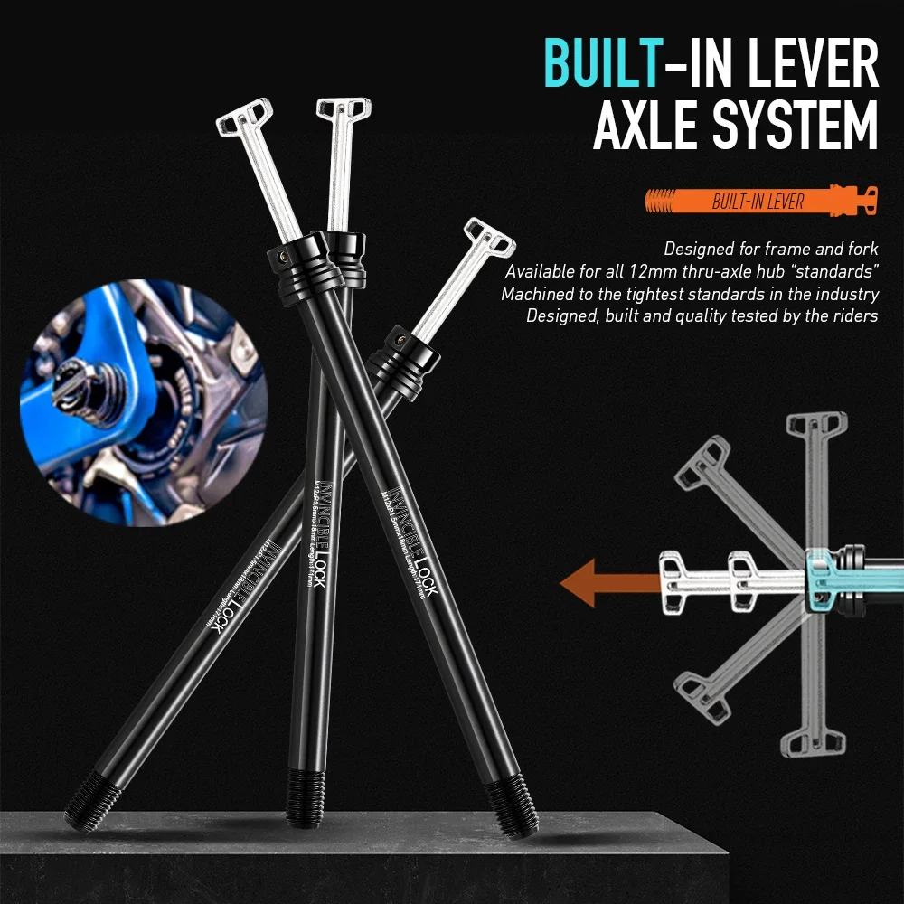 Bike Thru Axle Lever 12X142 - RYET Fahrradachse 12mm mit integriertem Bremshebel,