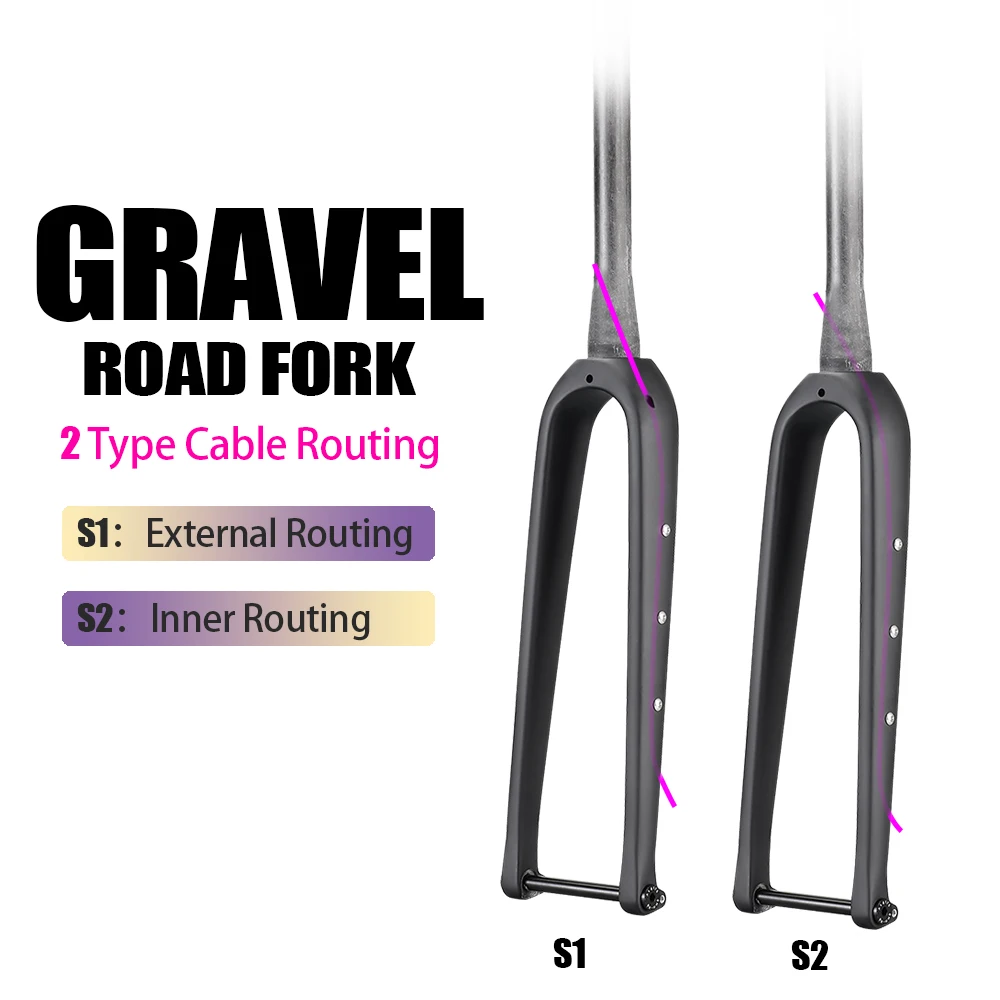 Carbon Fork Gravel Disc Brake - Suraida T800 Carbonfaser-Kiesgabel – 700C Scheibenbremse,