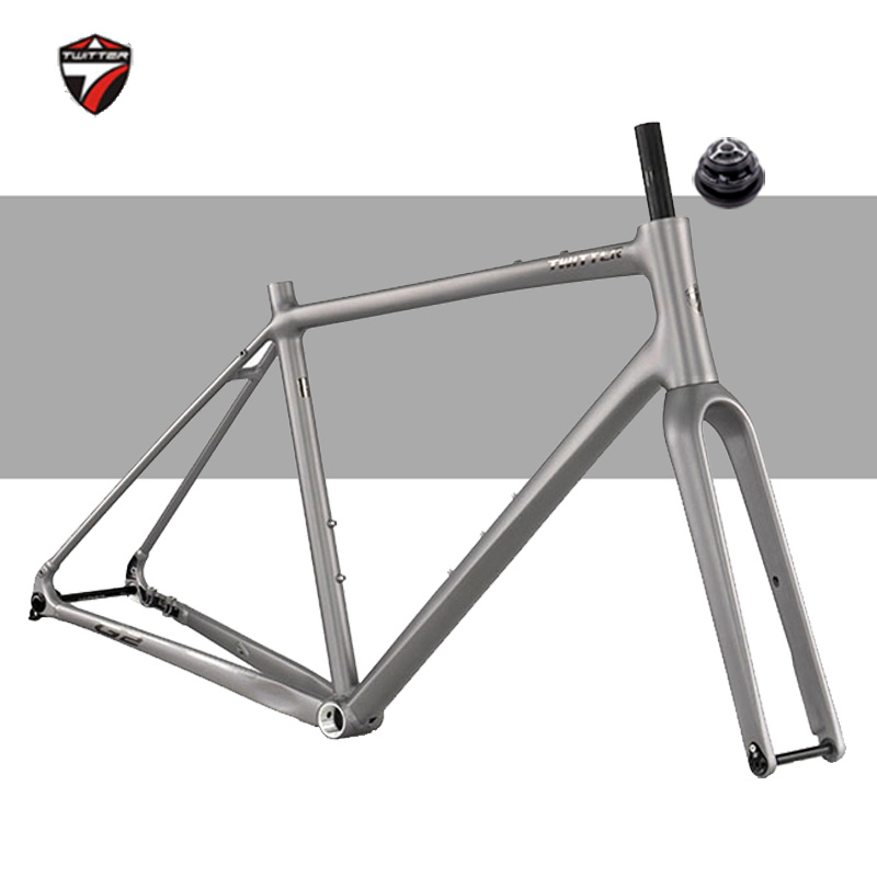 Carbon Fork Gravel Disc Brake - Aluminium-Legierung Gravel-Bike-Rahmen mit Carbongabel, Rennrad-Rahmenset, Scheibenbremse,