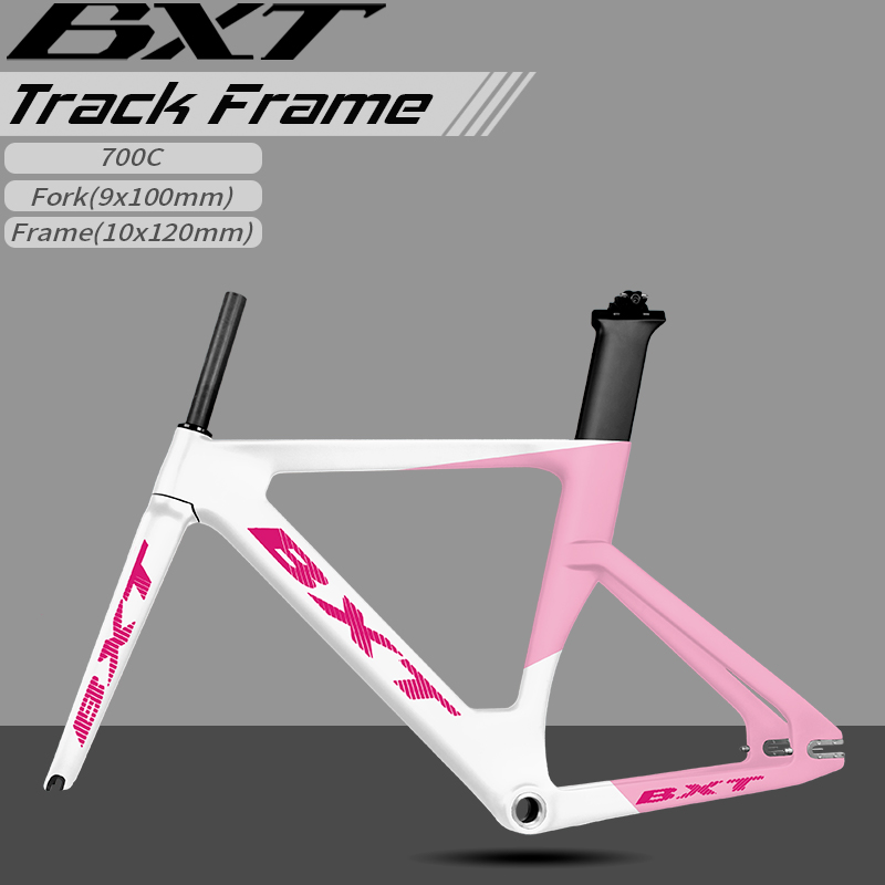 Carbon Fiber Road Bike Frame Aero - BXT Vollcarbon-Kettenradrahmenset mit Gabel-Sattelstütze, festem Gang,