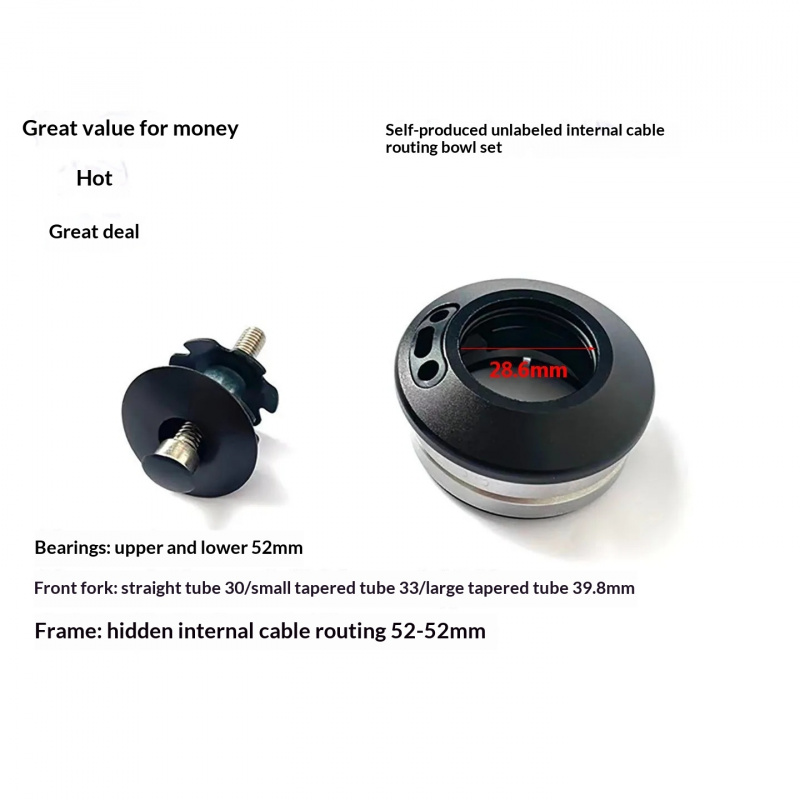 Internal Cable Routing Headset Kit - Rennrad-Steuersatz-Einpresskit - Interne Kabelführung 52-52mm Gabel-Upgrade-Lagersatz