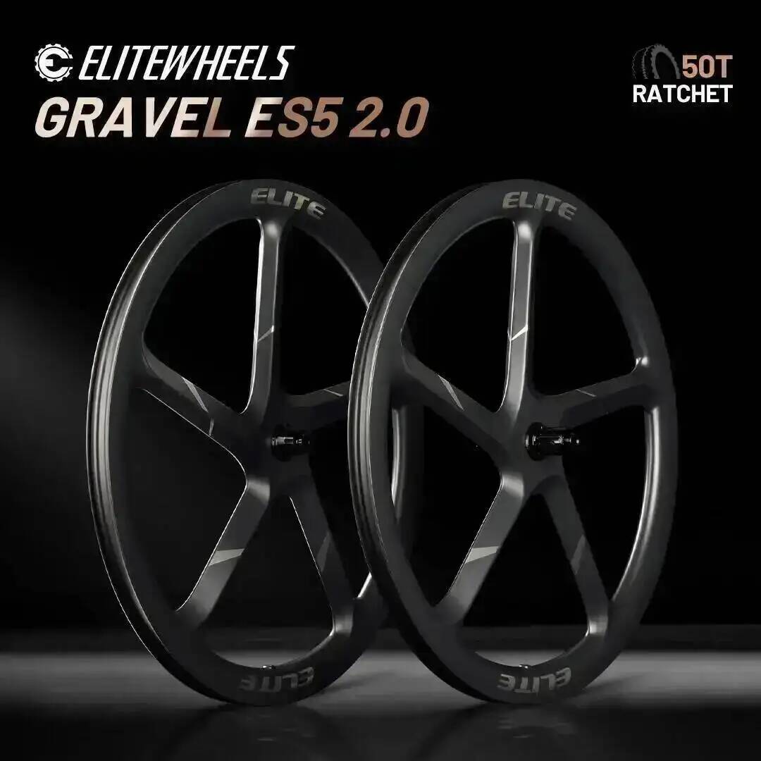 Gravel Bike Wheelset Carbon 700C - ELITEWHEELS GRAVEL ES5 2.0 Carbon-Speichenlaufradsatz 50T