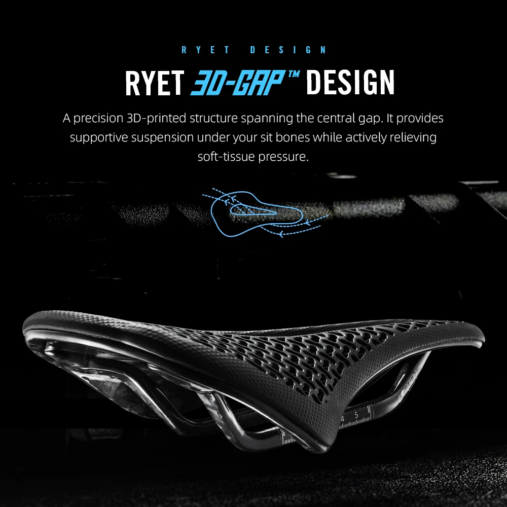 Carbon Saddle 3D Printed Honeycomb - RYET 3D-gedruckter Carbon-Sattel, ultraleicht, atmungsaktiv, mit