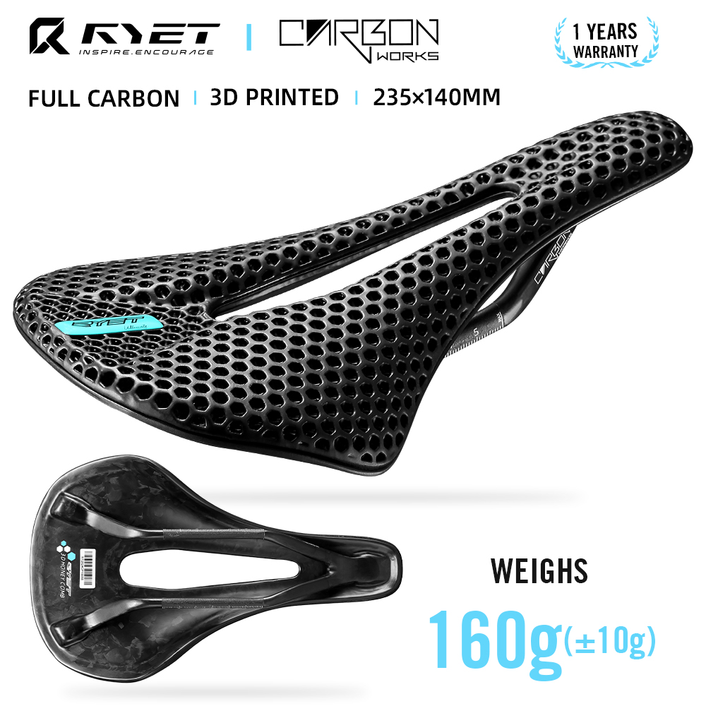 Carbon Saddle 3D Printed Honeycomb - RYET Carbon 3D-gedruckter Fahrradsattel 143mm 7x9mm