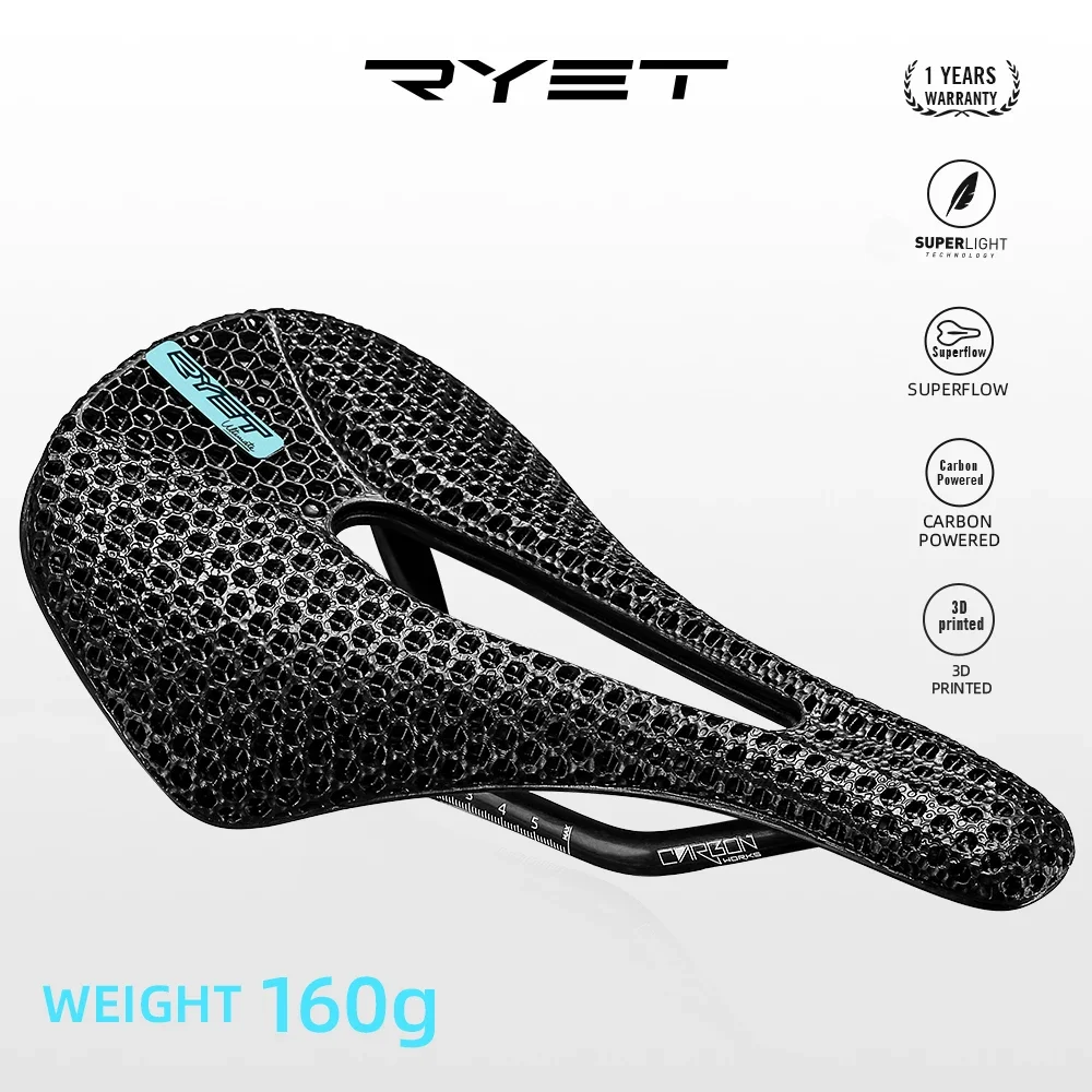 Carbon Saddle 3D Printed Honeycomb - RYET 3D-gedruckter Carbon-Fahrradsattel, 143 mm Wabenstruktur,