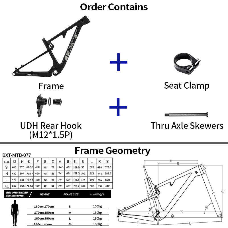 BXT 29er T1000 Carbonfaser Vol – Carbon Mountain Bike Frame 29Er Boost Bewertung und Preis