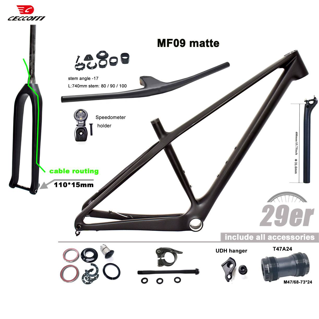 CECCOTTI Vollständig Verdeckte – Carbon Mountain Bike Frame 29Er Boost Bewertung und Preis